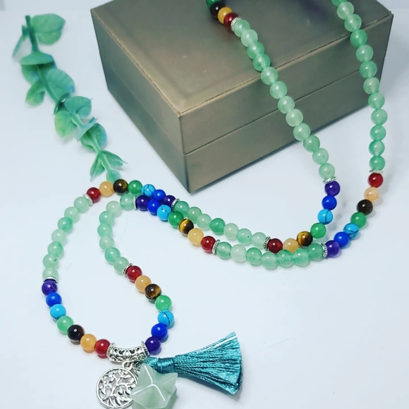 Green Aventurine, 7 Chakra Crystals Maja 108 beads necklace - Picture 4 of 5